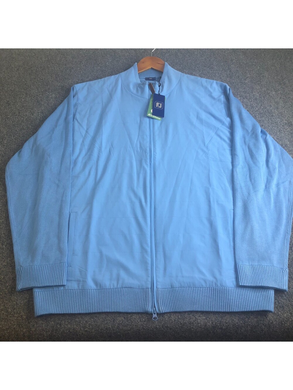 FootJoy Jacket Sweater Mens XXL Blue Drirelease Wool Blend Sweatshirt Golf Zip